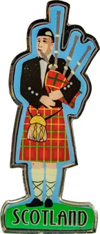 Traditional Piper Fridge Magnet Playing Bagpipes Scotland