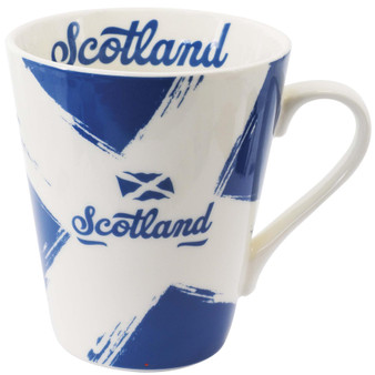Scotland Grunge design Saltire Flag Mug White Blue Colour with Scotland wording inside Set of 2