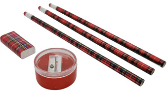 Tartan Pencil Rubber & Sharpener Stationery Gift Set Royal Stewart