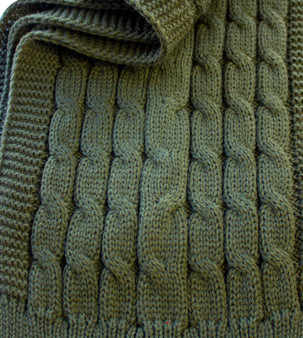 Scarf Cable Knit Olive Green Saltire Logo Unisex Chunky Soft Thick