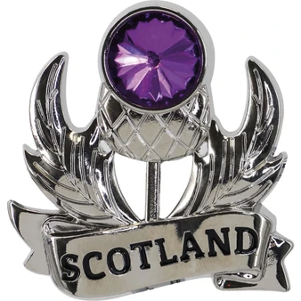 Enamel Fridge Magnet Scottish Thistle Crystal with Scotland Banner
