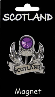 Enamel Fridge Magnet Scottish Thistle Crystal with Scotland Banner