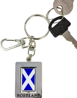 Scottish Spinner Keyring Scottish Saltire Spinning Scotland Keyring