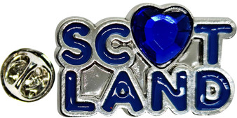 Scotland Blue Heart Pin Badge Crystal Stone Scottish Gift Lapel Pin