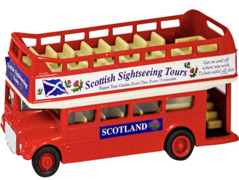 Red Diecast Scottish Open Topped Sightseeing Tour Bus Toy Model