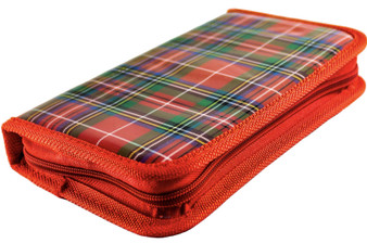 Red Tartan Stationery Gift Set Pencil, Coloured Felt tips Rulers & Sharpener