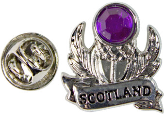 Scottish Thistle Design Pin Badge Flower of Scotland Purple Amethyst Crystal Stone Lapel Pin Scottish Thistle Design Pin Badge Flower of Scotland Purple Amethyst Crystal Stone Lapel Pin