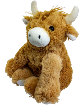 Sitting Fluffy Large Highland Cow  White Nose with Brown body Plush Soft Toy Gift for Kids