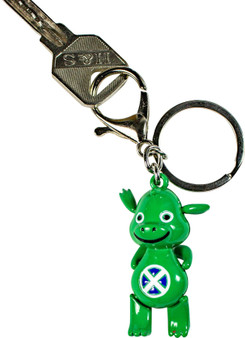 Dancing Nessie Keyring Loch Ness Monster with Saltire Cross Scotland Flag