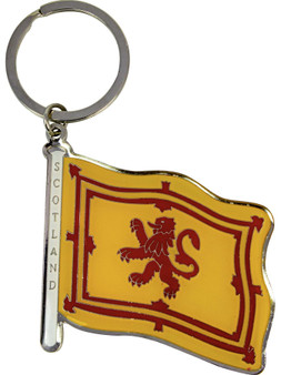 Scottish Souvenir Keyring Scottish Lion Rampant Wavy Design on Brass Metal