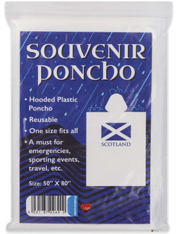 Souvenir Plastic Rain Poncho with Scotland Saltire Flag Set of 2 or 4