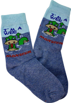 Child's Socks Scottish Wee Loch Ness Monster Nessie Design Size 2 - 3, 6 - 9