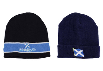 Navy Beanie Ski Hat Saltire Peak Scottish Design Scotland Beanie Cap
