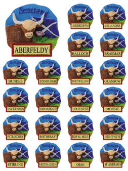 Fridge Magnet Highland Cow with Horns Saltire Flag Scottish Place Name Fridge Magnet Highland Cow with Horns Saltire Flag Scottish Place Name