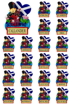 Resin Fridge Magnet Piper with Scottish Saltire Heart Scottish Place Name Resin Fridge Magnet Piper with Scottish Saltire Heart Scottish Place Name