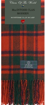 MacIntosh Clan Modern Tartan Clan Scarf 100% Soft Lambswool