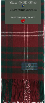 Crawford Modern Tartan Clan Scarf 100% Soft Lambswool