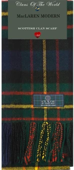 MacLaren Modern Tartan Clan Scarf 100% Soft Lambswool