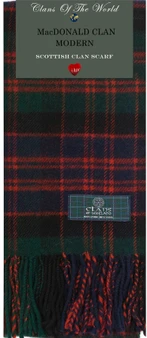 MacDonald Clan Modern Tartan Clan Scarf 100% Soft Lambswool