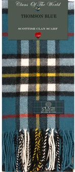 Thomson Blue Tartan Clan Scarf 100% Soft Lambswool