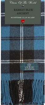 Ramsay Blue Ancient Tartan Clan Scarf 100% Soft Lambswool