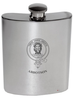 Abbotson Family Crest 6oz Polished Pewter Kidney Flask
