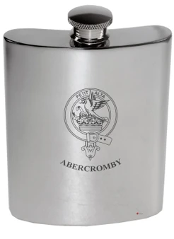 Abercromby Family Crest 6oz Polished Pewter Kidney Flask