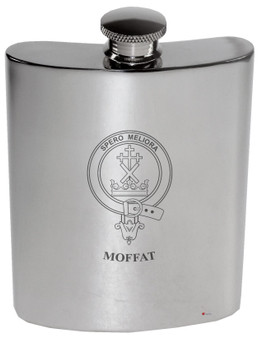 M of fat Family Crest 6oz Polished Pewter Kidney Flask