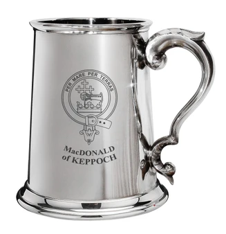 MacDonald of Keppoch Family Crest Polished 1 Pint Tankard