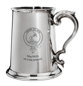 MacNeilofColonsay Family Crest Polished 1 Pint Tankard