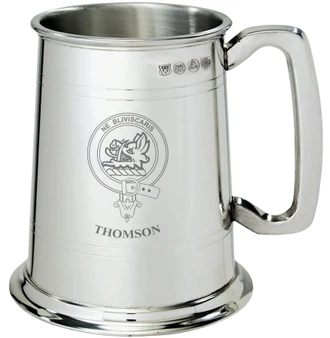 Thomson Clan Crest Tankard 1 Pint Pewter
