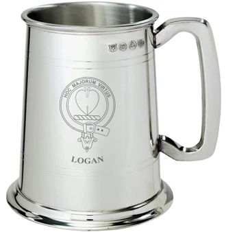 Logan Clan Crest Tankard 1 Pint Pewter