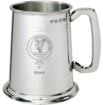Rose Clan Crest Tankard 1 Pint Pewter