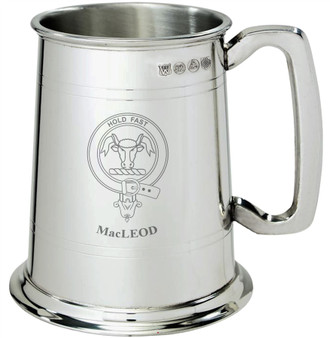 MacLeod Clan Crest Tankard 1 Pint Pewter