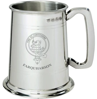 Farquharson Clan Crest Tankard 1 Pint Pewter