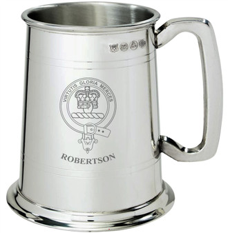Robertson Clan Crest Tankard 1 Pint Pewter