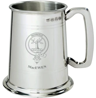 MacEwen Clan Crest Tankard 1 Pint Pewter