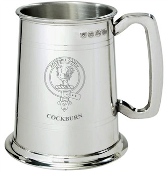 Cockburn Clan Crest Tankard 1 Pint Pewter