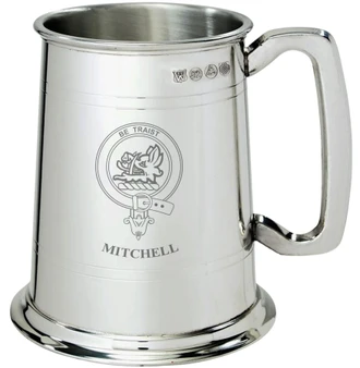 Mitchell Clan Crest Tankard 1 Pint Pewter