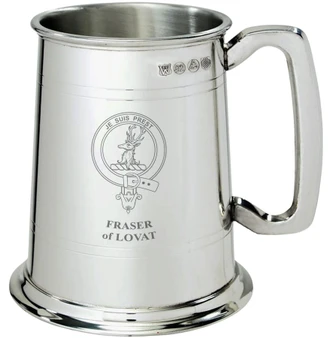 Fraser of Lovat Clan Crest Tankard 1 Pint Pewter