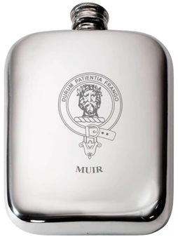 Muir Scottish Clan Crest Name Pewter Hip Flask 6oz