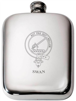 Swan Scottish Clan Crest Name Pewter Hip Flask 6oz