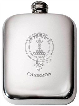 Cameron Scottish Clan Crest Name Pewter Hip Flask 6oz