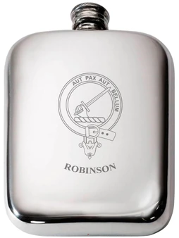 Robinson Scottish Clan Crest Name Pewter Hip Flask 6oz