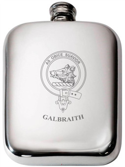 Galbraith Scottish Clan Crest Name Pewter Hip Flask 6oz