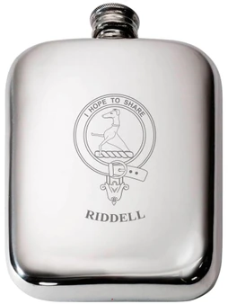 Riddell Scottish Clan Crest Name Pewter Hip Flask 6oz