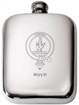 Boyd Scottish Clan Crest Name Pewter Hip Flask 6oz
