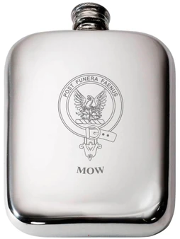 Mow Scottish Clan Crest Name Pewter Hip Flask 6oz