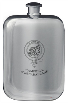 Campbell of Breadalbane Family Crest Design Flask 6oz Rounded Polished