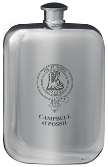 Campbell of Possil Family Crest Design Pocket Hip Flask 6oz